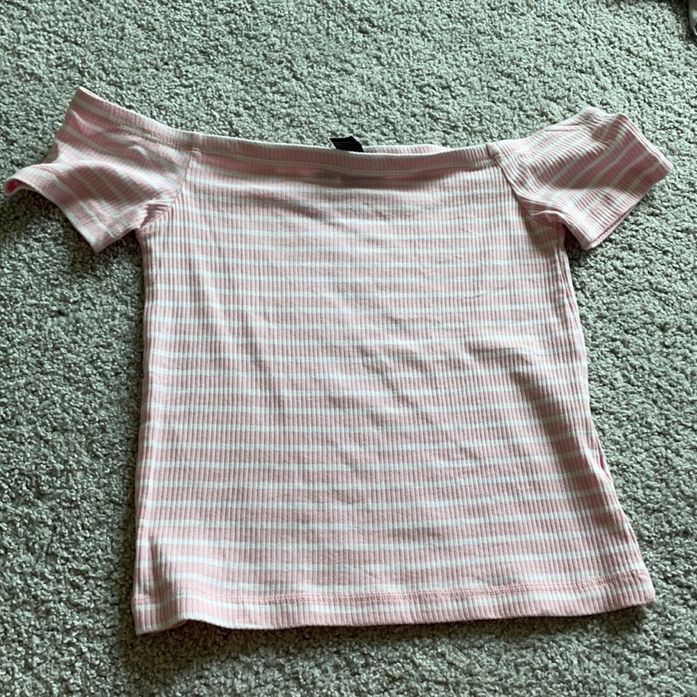 off the shoulder pink crop top
